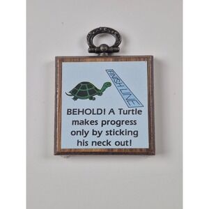 Vintage Woolworth Turtle Motivational Wood Wall Plaque Sticking His Neck Out
